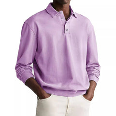Stylish Long-Sleeve Polo Shirt For Men - Perfect For Casual And Semi-Formal Occasions
