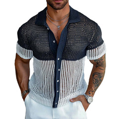 Men's Contrast Mesh Contrast Knit Short Sleeve Shirt MTA1995C4X