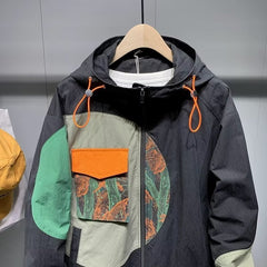Stylish Color-Block Hooded Jacket for Men - Perfect for Casual and Outdoor Adventures