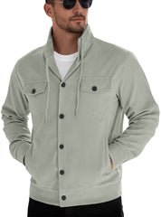 Men's Casual Corduroy Jacket With Button Closure And Pockets