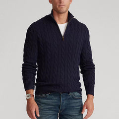 Cable Knit Half-Zip Sweater for Men - Stylish and Cozy Winter Wear