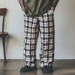 Men's Check Print Linen Casual Trousers MTA2543C3P