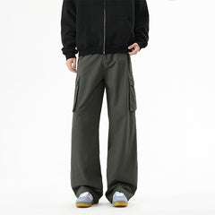 Wide-Leg Cargo Pants with Large Side Pockets for Men - Perfect for Casual and Outdoor Activities