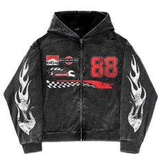 Racing-Inspired Flame Design Hoodie For Men - Perfect For Casual And Sporty Looks