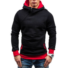 Stylish Men's Hooded Sweatshirt with Asymmetric Zipper Design for Casual Wear