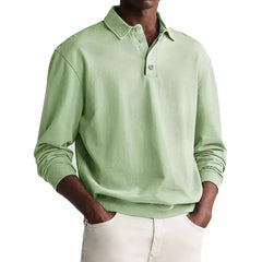Stylish Long-Sleeve Polo Shirt For Men - Perfect For Casual And Semi-Formal Occasions
