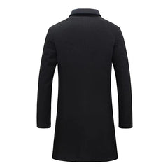 Classic Men's Longline Coat with Gold Button Accents