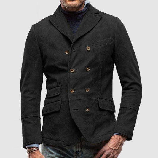 Olive Green Double-Breasted Blazer for Men - Stylish and Versatile Jacket