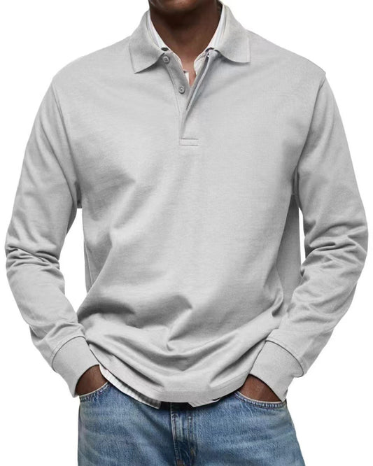 Stylish Red Long-Sleeve Polo Shirt For Men