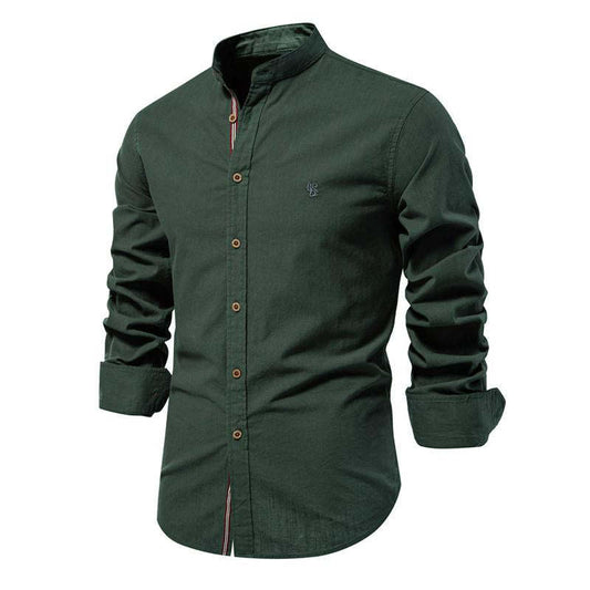 Men's Cotton And Linen Casual Solid Color Long-sleeved Shirt 77932648X