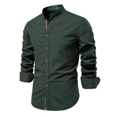 Men's Cotton And Linen Casual Solid Color Long-sleeved Shirt 77932648X