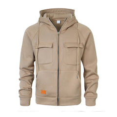 Olive Green Hooded Jacket with Zippered Pockets - Perfect for Casual and Outdoor Adventures