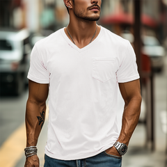 Men's Spring And Summer Fashion Casual Suede Slim Short Sleeve T-shirt MTA2852C3K