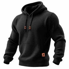 Men's Quilted Waffle Outdoor Sports Solid Color Long Sleeve Daily Tops Hoodie