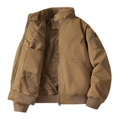 Warm Winter Bomber Jacket with Faux Fur Lining for Men - Perfect for Cold Weather