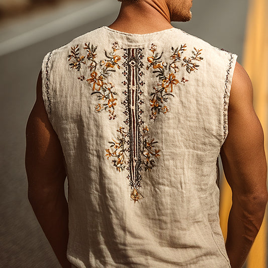 Elegant Embroidered Sleeveless Vest for a Casual Summer Look