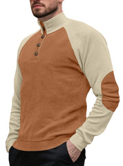 Stylish Color-Block Henley Pullover for Men - Perfect for Casual and Outdoor Activities