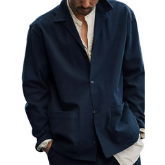 Men's Casual Navy Button Jacket 11864680U