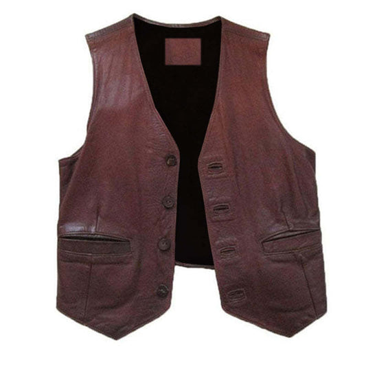 Vintage 1960s-70s Hand-Crafted Leathering Heights Provincetown Men’s Brown Vest