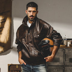 Stylish Brown Leather Jacket for Men - Perfect for Casual and Urban Looks