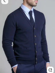 Men's Stylish V-Neck Cardigan Sweater - Perfect for Casual and Formal Wear