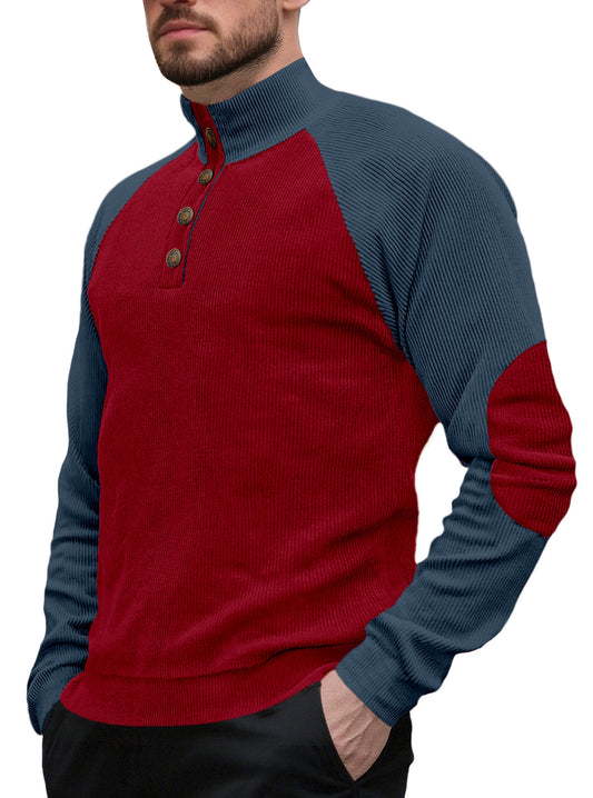 Stylish Color-Block Henley Pullover for Men - Perfect for Casual and Outdoor Activities