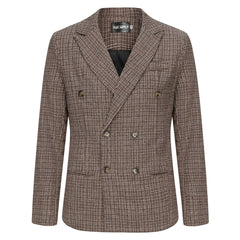 Double-Breasted Houndstooth Blazer For Men - Stylish And Versatile