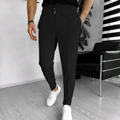 Men's Stylish Slim Fit Tapered Pants with Adjustable Waistband for Casual and Formal Wear