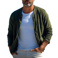 Men's Spring And Autumn Casual Army Green Corduroy Shirt MTA1850C1U