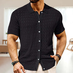 Men's Solid Color Knitted Short Sleeve POLO Shirt MTA0142D9X