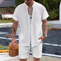 Men's Casual Resort Short Sleeve Shorts Two-piece Set MTA0739D3X