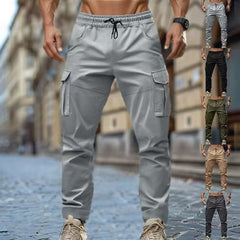 Men's Versatile Cargo Pants with Adjustable Waistband for Casual and Outdoor Use