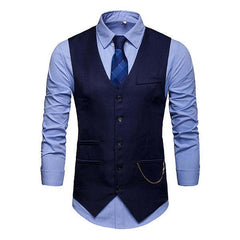 Men's Plain Print V-Neck Dress Vest 94317846M