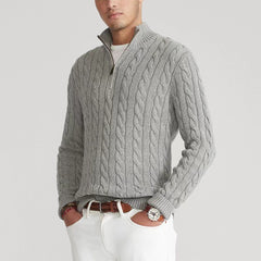 Cable Knit Half-Zip Sweater for Men - Stylish and Cozy Winter Wear