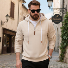 Stylish Men's Hoodie with Half-Zip Closure for Casual Wear