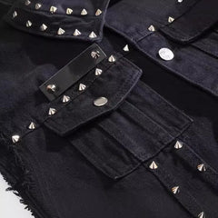 Edgy Rivet-Embellished Denim Vest for Men - Perfect for Urban Style and Casual Wear