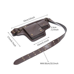 Men's Outdoor Sports Zipper Adjustable Leather Waist Bag 28172372K