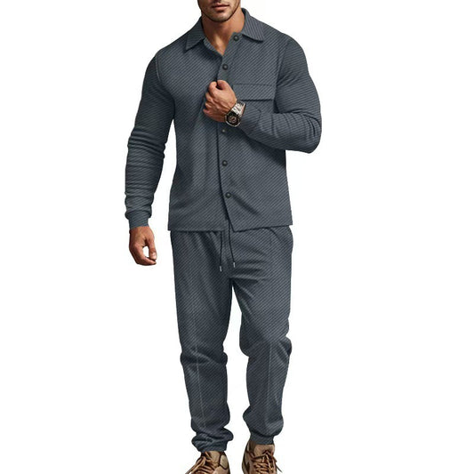Men's Stylish Black Textured Tracksuit Set - Perfect for Casual and Sporty Looks