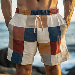 Men's Morandi Color Block Print Shorts MTA2406C9P
