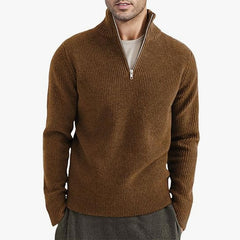 Men's Half-Zip Ribbed Sweater - Stylish and Cozy for Everyday Wear