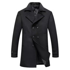 Stylish Double-Breasted Men's Pea Coat - Perfect for Winter and Formal Occasions