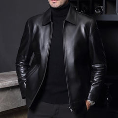 Stylish Men's Leather Jacket for Modern Gentlemen - Perfect for Fall and Winter