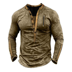 Men's Outdoor Tactical Zipper Henley Neck Long Sleeve T-Shirt 55877636X