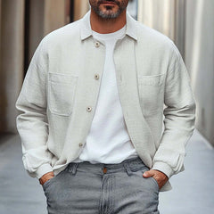 Men's Cotton And Linen Single Breasted Lapel Jacket MTA1731C9X