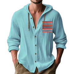 Men's Contrast Panel Cotton Long Sleeve Hoodie MTA0165D1X