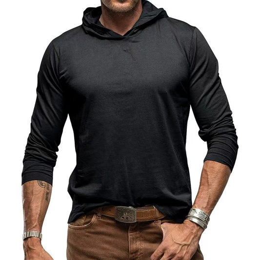 Men's Casual Hooded Long Sleeve T-Shirt - Stylish and Comfortable for Everyday Wear