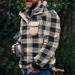Plaid Half-Zip Pullover Jacket for Outdoor Adventures
