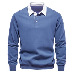 Classic Navy Blue Polo Shirt for Men - Stylish and Comfortable Long Sleeve Design