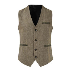 Men's Vintage Single Breasted Leather Suit Vest 31615058Y