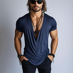 Men's Spring Fashion Simple Swing Collar Short Sleeve T-shirt MTA3126C9P